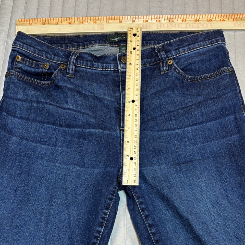 Lauren Ralph Lauren Jeans Womens 10 Dark Wash Raw Hem Bootcut Stretch Denim - Picture 8 of 11